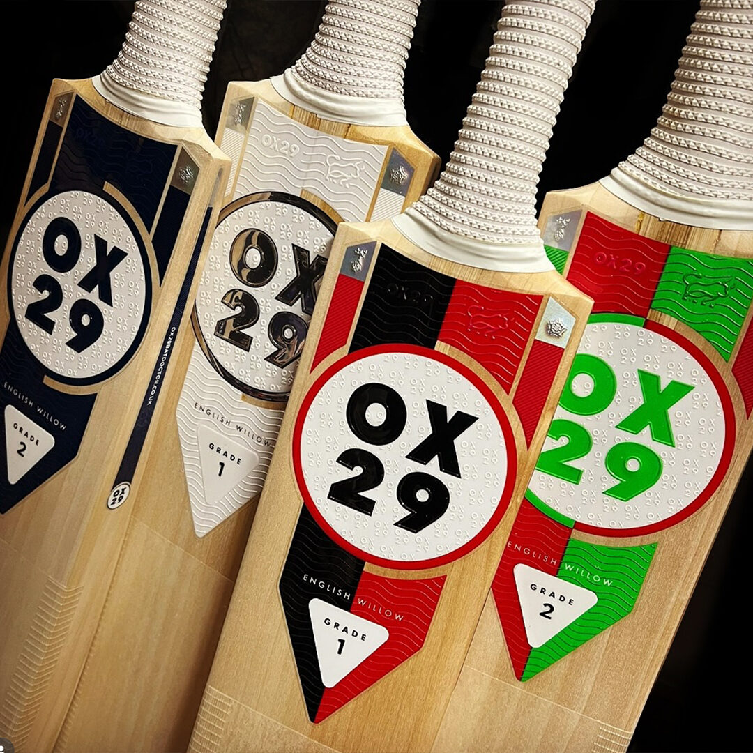 OX29 Cricket — Grade 1 and Grade 2 — Navy, White, Red and Green Face Stickers