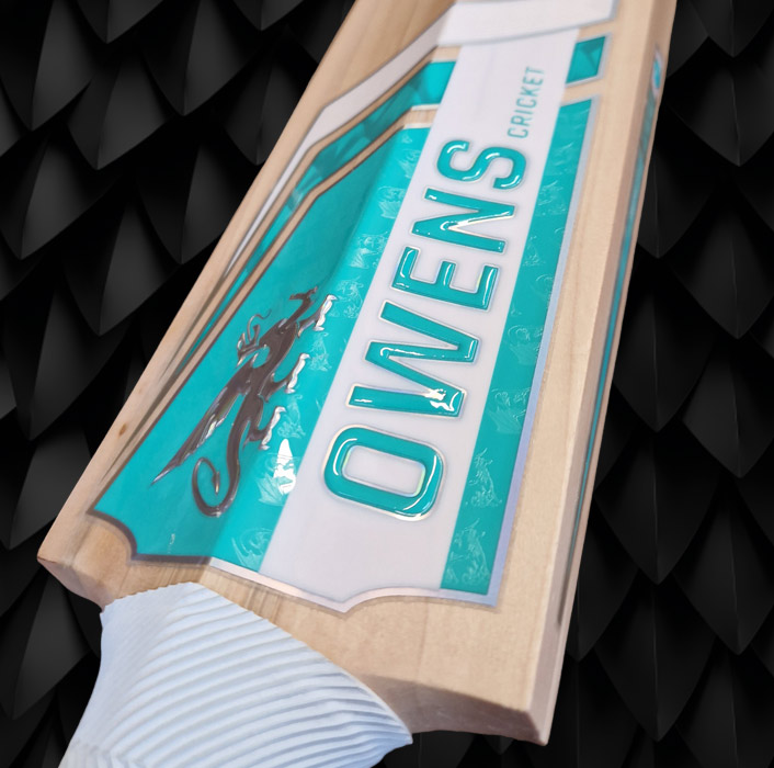 Owens Cricket — Teal Back, Raised UV Lettering