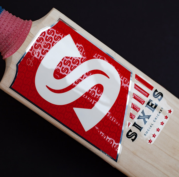 Sixes Social Cricket bespoke cricket bat sticker design