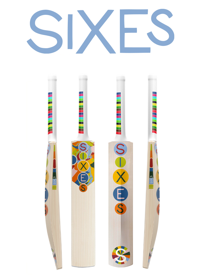Sixes Cricket bat sticker design